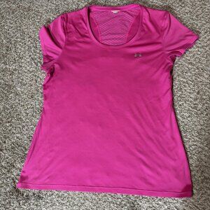 Under Armour Shirt Womens Medium Pink Scoop Neck Short Sleeve Athletic Running